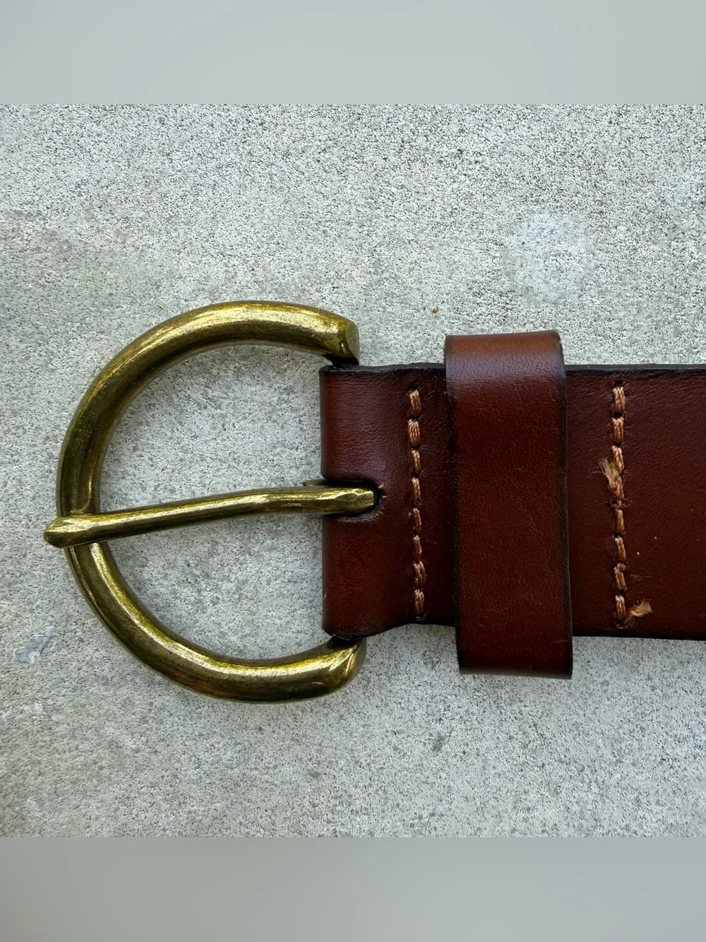 GAP Leather Women’s Classic Boho Contour Belt Brown Brass Buckle Size S/M
